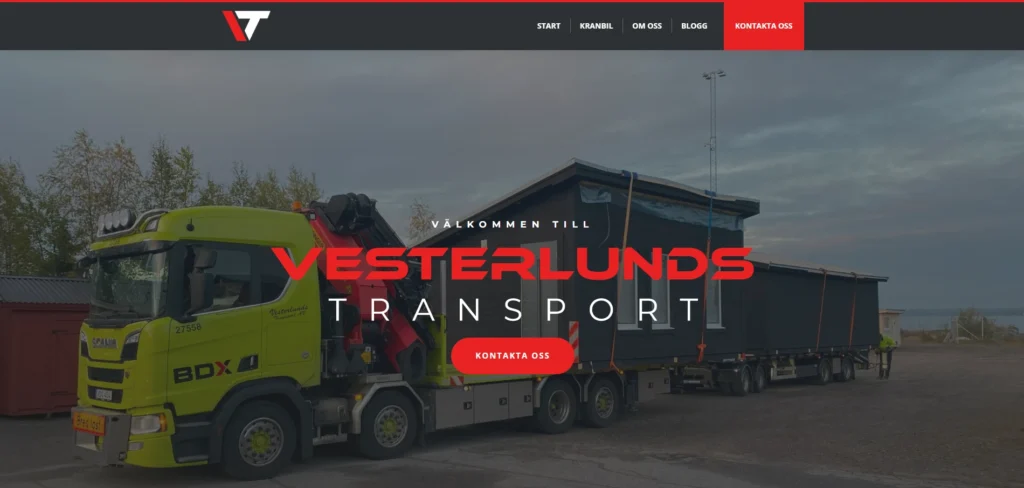 vesterlund transports nya hemsida gjord av picknick media